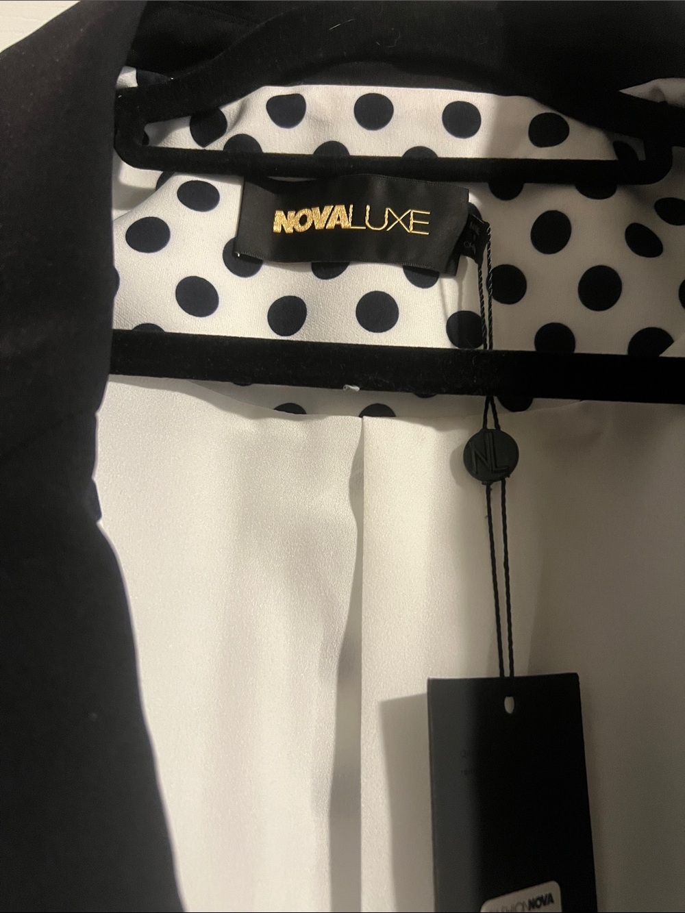 NOVALUXE Black and White Polka Dot Blazer - Picture 3 of 5